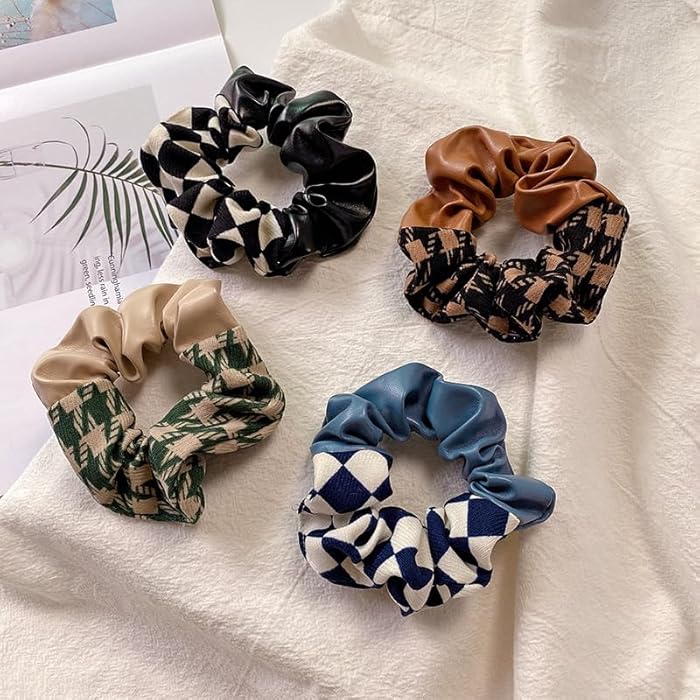 3 Pieces Women Hair Elastics Half Skin Half Fabric Strong Elastic Hold Hair Hold and Hold All Day - Image 1
